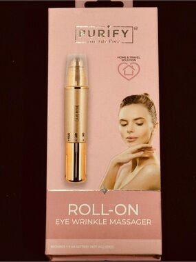 Purify Roll-On Eye Wrinkle Massager Gold Anti-Aging Skin Tool NIB